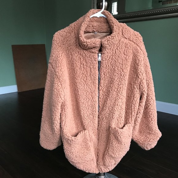 Shein Women's Drop Shoulder Zip Up Teddy Jacket - Picture 1 of 6